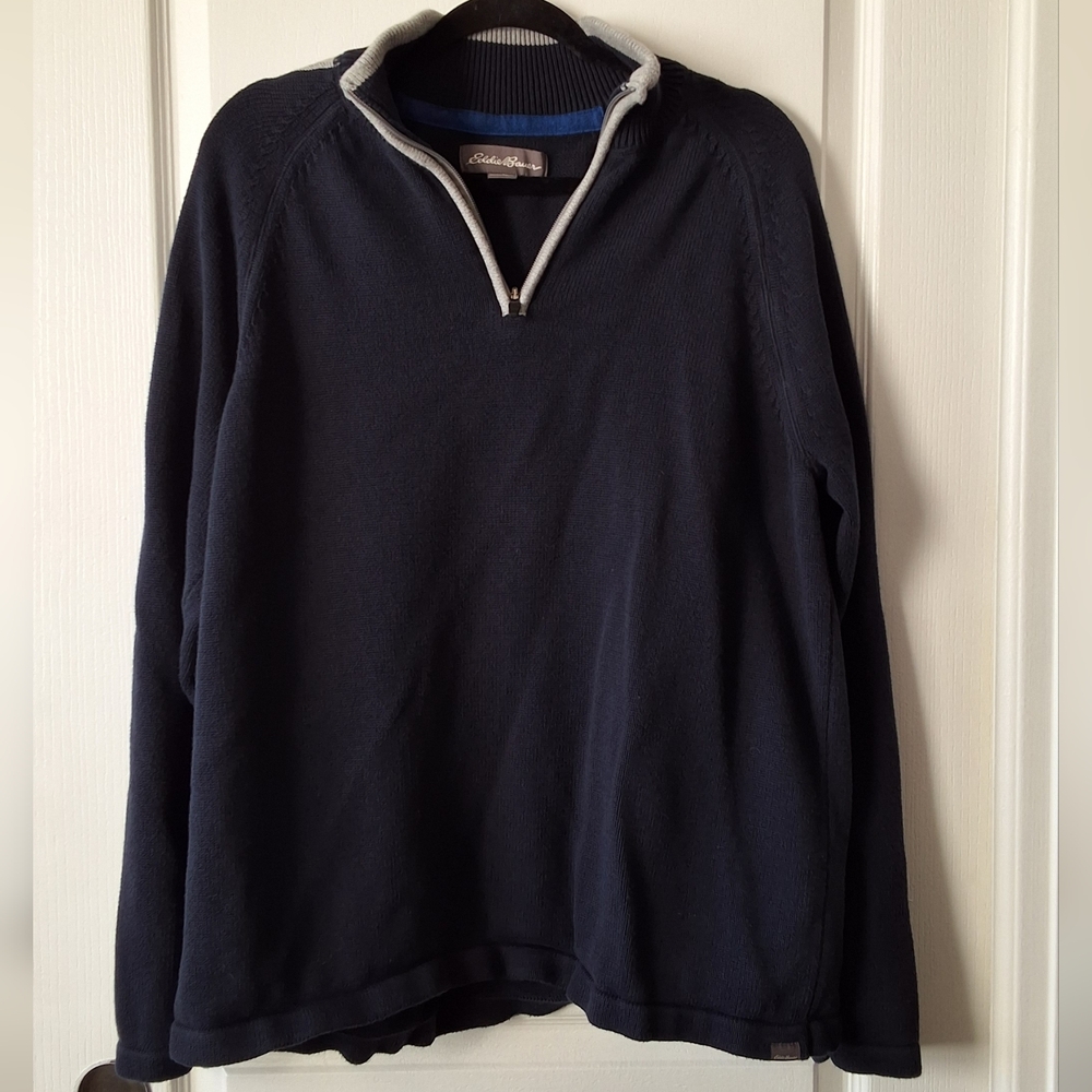 Eddie Bauer Sweater Men XL  1/4 Zip Pullover‎ Cotton Sweater Outerwear Comfort